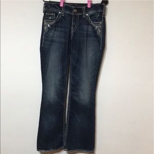Silver Jeans Suki Embellished Bootcut Jeans Sz 27